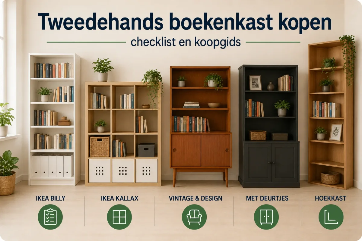 Tweedehands boekenkast kopen: checklist en tips